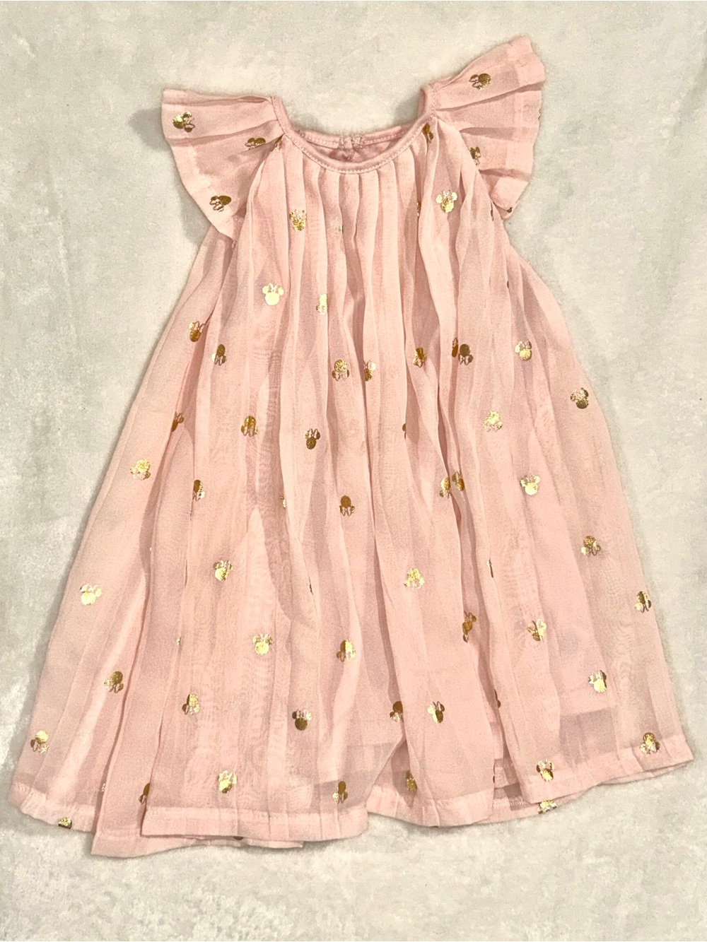 Disney Minnie Mouse Pleated Dress pink chiffon little girls size 3T dressy party